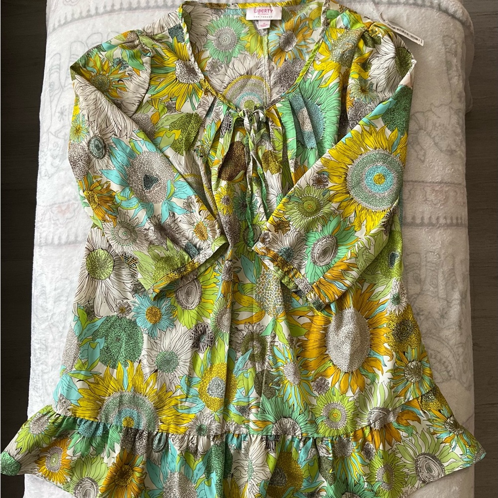 Liberty of London Floral Print Top with Green and Yellow